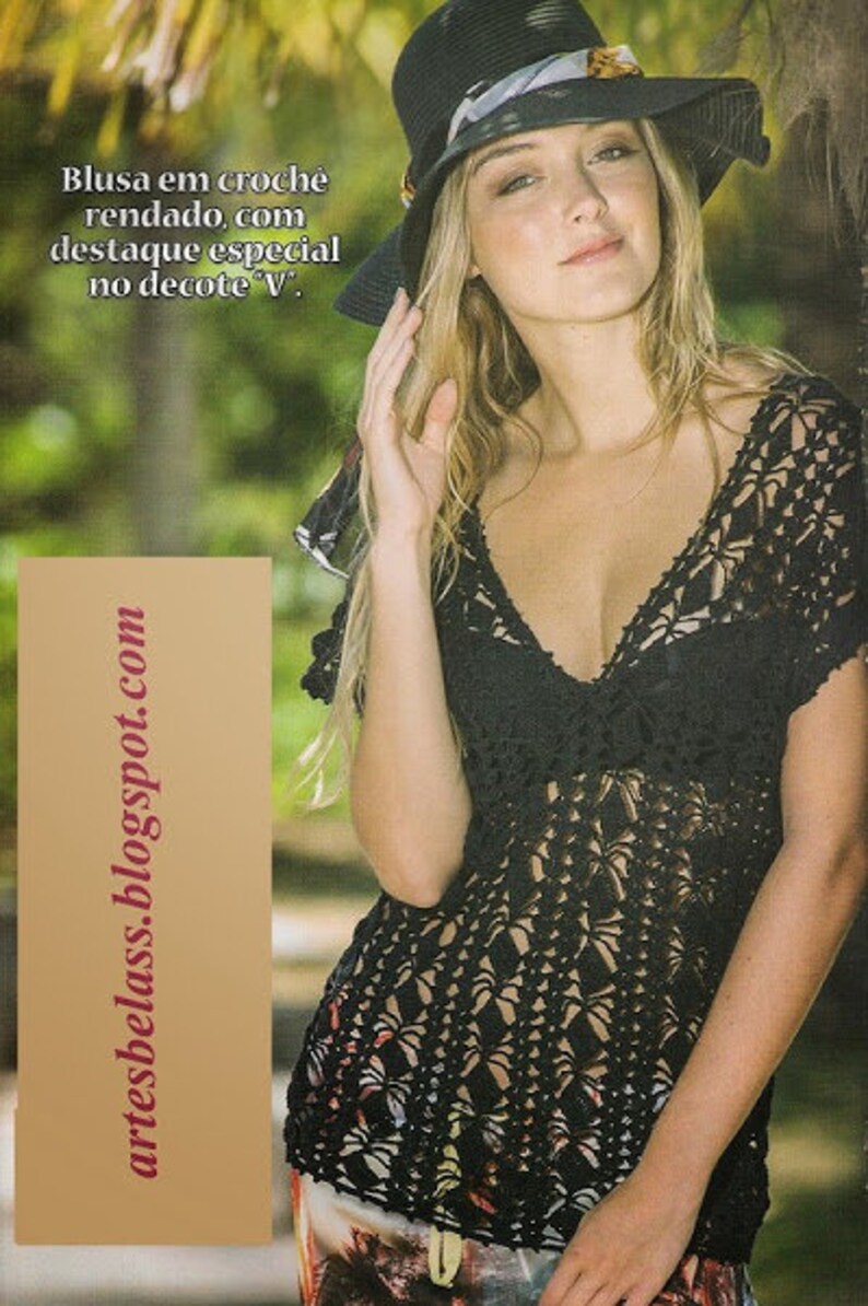 Women/'s black blouse one crochet boho style blouseon order