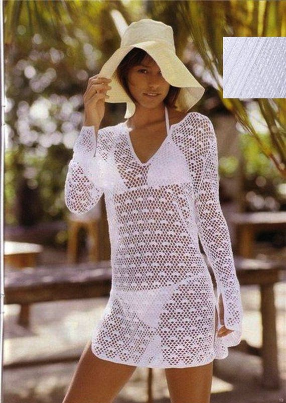 white knitted beach dress