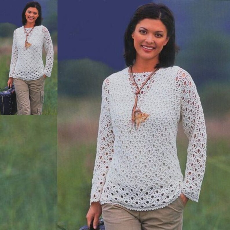Mesdames chandail blanc crochet custom