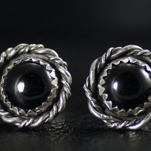 Black Onyx and Sterling Silver Stud Earrings