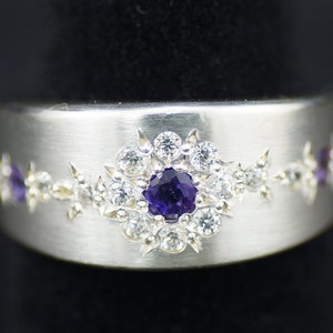 Amethyst, Zirkonia & Sterling Silber Ring 18 mm Ringgröße 58