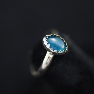 Small Blue Sterling Silver Ring US Size 1