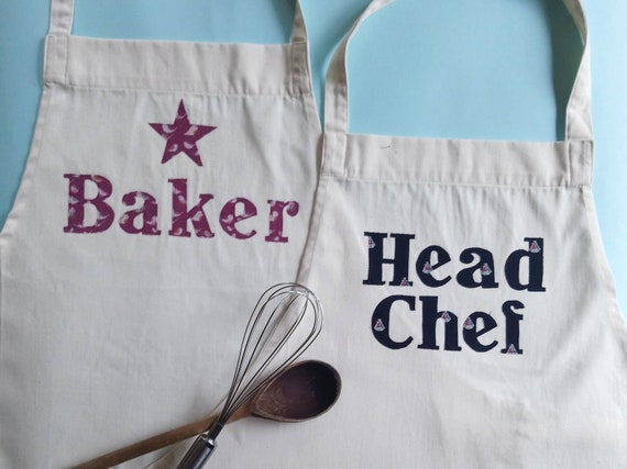 CUSTOM ORDER personalised adults applique apron, made from recycled materials, your choice of wording/motif, BBQ, bake off, kitchen gift