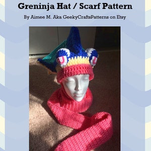 Greninja Hat / Scarf Crochet Pattern PDF