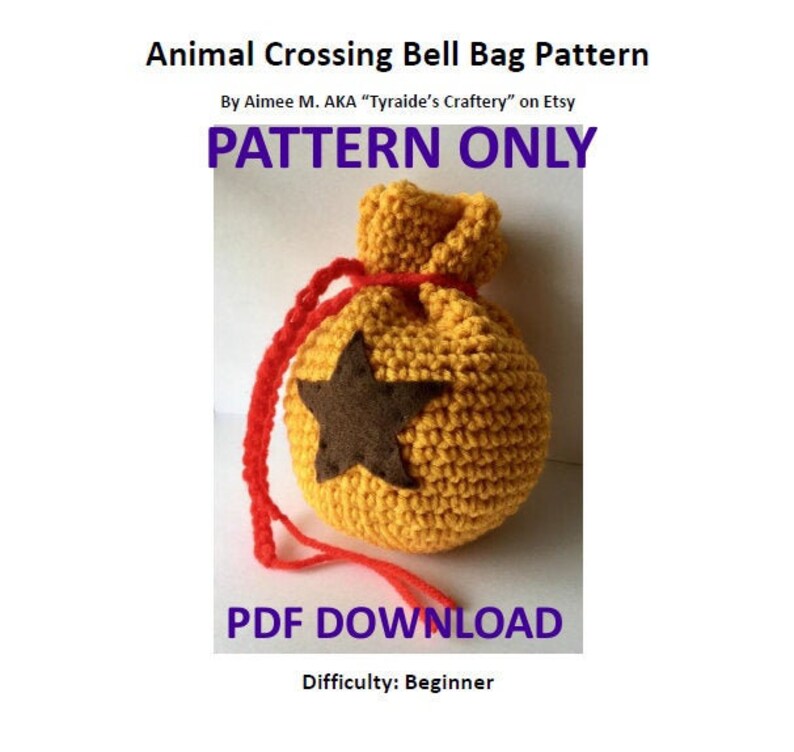 Animal Crossing Bell Bag Pouch Crochet Pattern PDF Etsy