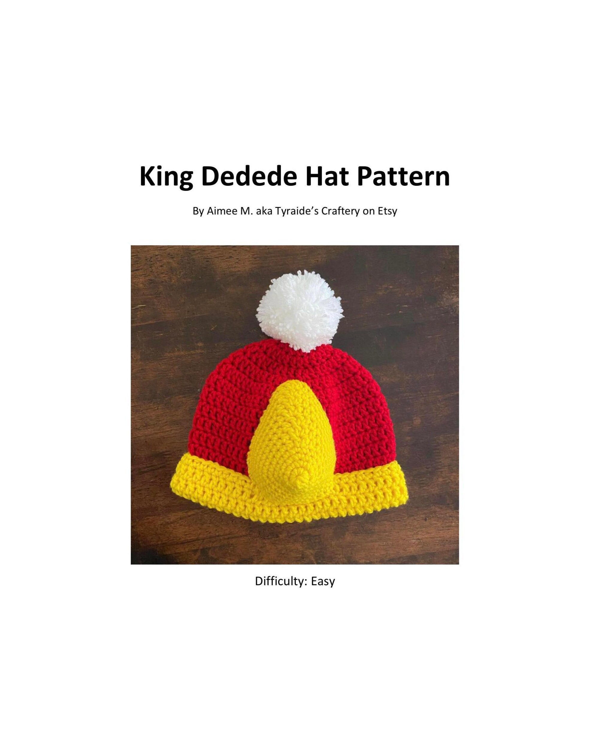 Kirby King Dedede Crochet Hat Pattern Cosplay Halloween Costume
