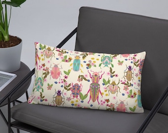 Almohada de escarabajos/Cojines decorativos/Decoración del hogar/Arte de escarabajos