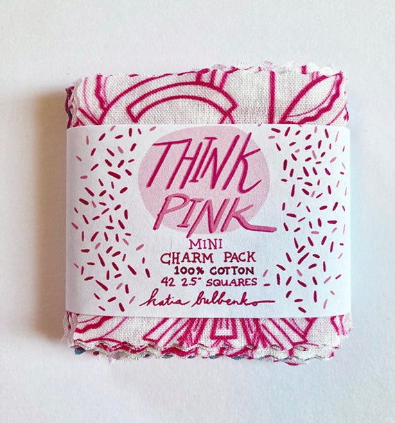 Mini Charm Pack think Pink 42 Pre Cut Fabric Squares Quilting 