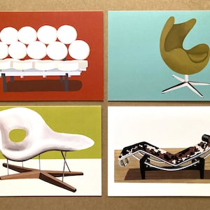 Note Cards/Architectural Iconic Chairs/Set of 4