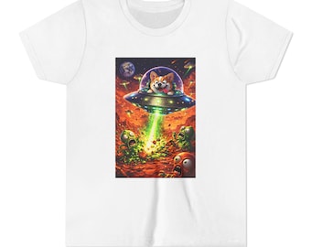 Corgis infantis no espaço | Camiseta infantil com estampa de abdução alienígena