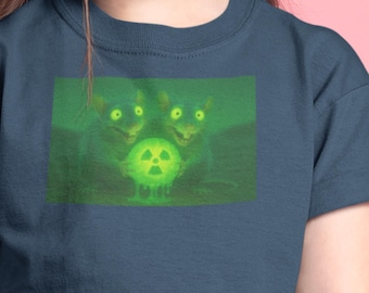 Camiseta infantil com rato radioativo verde brilhante | Camiseta divertida com estampa