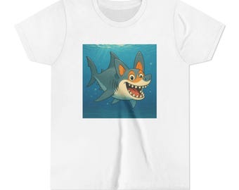 Camiseta infantil com estampa de tubarão | Camiseta fofa para crianças com tema do fundo do mar
