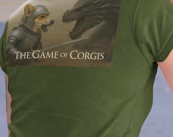 Camiseta Game of Corgis, Camiseta Unissex Adulta com Estampa Divertida de Cachorro