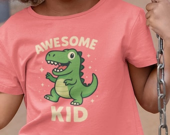 Camiseta infantil T-Rex | Camiseta juvenil verde com estampa de dinossauro