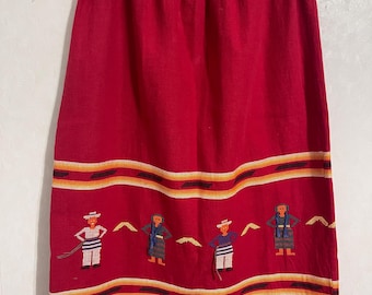 Vintage 70-tals exklusiv Maya-palats handsydd broderad kjol storlek Medium