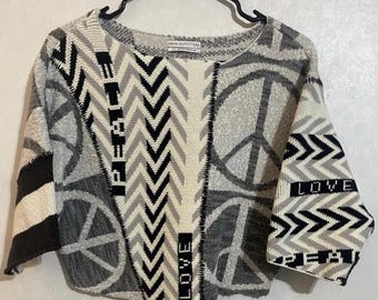 Urban Outfitters Dam Y2k Grå Beskuren Tröja Peace Love Storlek Small Petite
