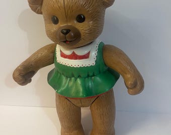 Vintage poserbar keramisk ledad rörlig nallebjörnsdocka 1993