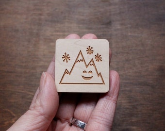 Happy Mountain - Laser Engraved Wood Magnet Happy Places Series