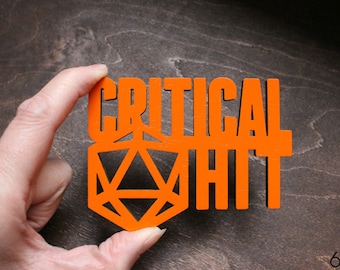 Critical Hit Magnet | Tabletop Game Themed Wood Magnet | Game Room Decor | Dungeons And Dragons