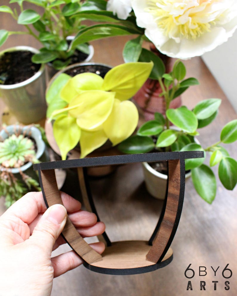 Indoor Wood Plant Stand Walnut Wood Plant Stand Modern Etsy Canada