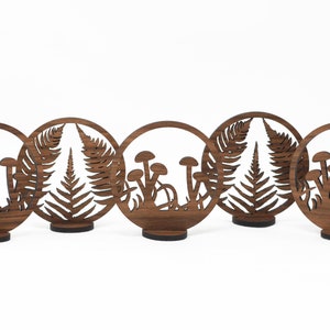 Walnut Wood Cutout Mini Nature Inspired Scenes Display Standup Sign Desk Shelf Decor