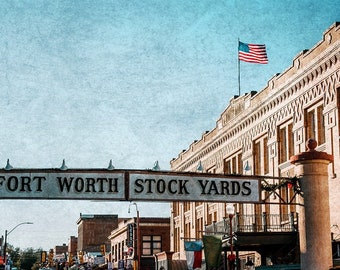 Fort Worth Texas Photography, Texas Photo, Flag Picture, TX Photography, Texas Home Decor, Fort Worth Stockyards Photo, Fort Worth, Cowtown