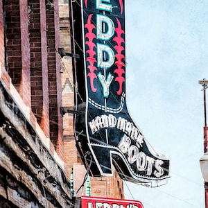 Fort Worth Texas Photography, Leddy Boots, Texas Photo, Ft. Worth Sign, TX Photography, Texas Home Decor, Fort Worth Stockyards Photo Print
