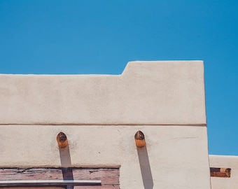Santa Fe New Mexico Fotografía, Adobe Photo Southwest Picture Home Decor, Blue Sky, Turquesa, Adobe Architecture Photography Art Print