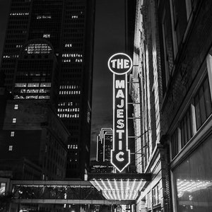 The Majestic Theatre Photo, Dallas Texas, Theater District, Sign, Street Signs,Lights, Photography, Dallas Photo, Broadway, Home Decor Color
