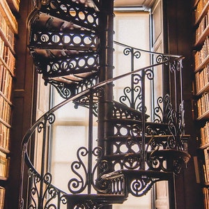 Trinity College Library, Library Photo, Iron Staircase, Ireland Art Print, Dublin Ireland Photo, Irish Decor, Book Photography, Office Decor