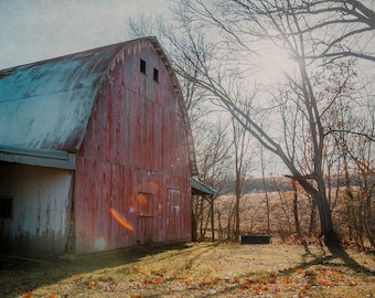Red Barn Photo, Barn Picture, Missouri Photo, Old Barn Photography, Farm Photo, Rustic Decor, Fine Art Photo, Barn Doors, Farm, Old Barn Art