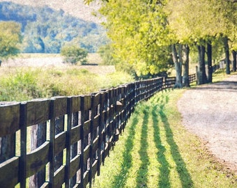 Country Landscape Print, Barn Photography, Farm Decor, Tennessee, White Farmhouse Decor, Shabby Chic, Picture, Rustic Decor Wood Fence USA