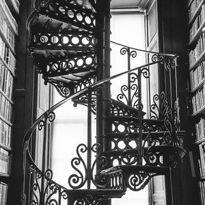 Trinity College Library, Library Photo, Iron Staircase, Ireland Art Print, Dublin Ireland Photo, Irish Decor, Book Photography, Office Decor