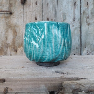 Raku Chawan &quot;White Sand Seabed&quot;, Tea Bowl for Matcha, Japanese Styled Chawan for Tea Ceremony, Handmade Raku Pottery