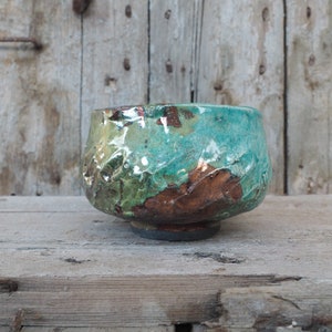 Chawan Raku &quot;I Feel Myself Changing in Every Minute I Am With You&quot;, Tazza da Tè Matcha in Ceramica Raku Fatta a Mano, Cerimonia del Tè