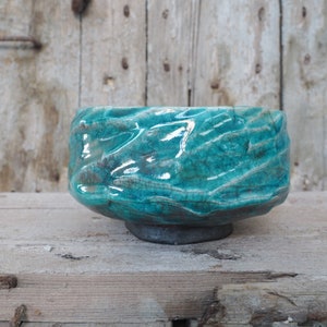 Raku Chawan &quot;Caressed by the Trade Winds&quot;, Tea Bowl for Matcha, Japanese Styled Chawan for Tea Ceremony, Handmade Raku Pottery
