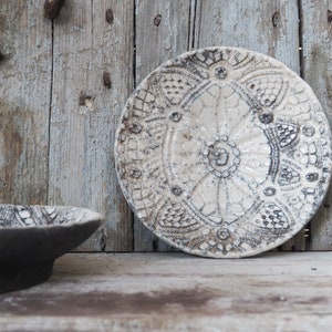 Raku Plate - Ceramic Handmade Centerpiece - Pocket Emptyer - Japanese Style - Wall Decor