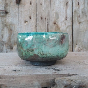 Raku Chawan &quot;Wisps of Clouds over Edo Castle&quot;, Tea Bowl for Matcha, Japanese Styled Chawan for Tea Ceremony, Handmade Raku Pottery