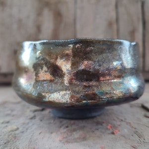 Raku Pottery Bowl, Chawan Handmade Tea Bowl, Japanese Styled Tea Ceremony, Matcha Set Tea Cup, &quot;The Monk&#39;s Hat&quot;