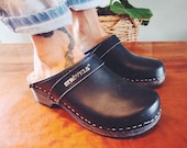 Vintage Strovels Leather Clogs