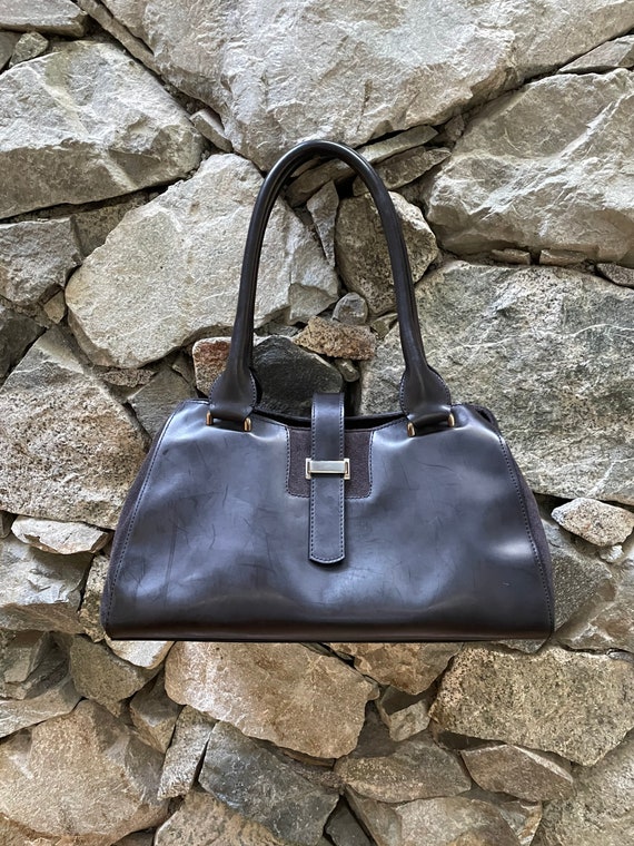 Minimalist Leather And Suede Handbag Made In Italy