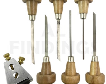 6pcs Engraver Gravers with Wooden Handles Tool Clock & Graver Sharpener Set (195)