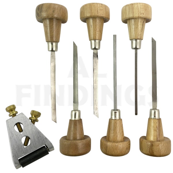 6pcs Engraver Gravers with Wooden Handles Tool Clock & Graver Sharpener Set (195)