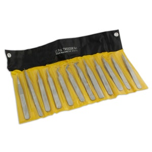 12 SS Tweezers coated steel set non magnetic craft jewellery tweezer tool (275)