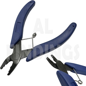 May include: Jewelry-making pliers with blue handles and black jaws. The pliers have a spring mechanism and are designed for precision work. The handles are curved for a comfortable grip. The image shows two pairs of pliers.