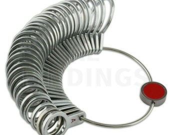 32 Piece Silver A-Z+6 UK Finger Gauge Ring Sizer Jewellery Tool (120)