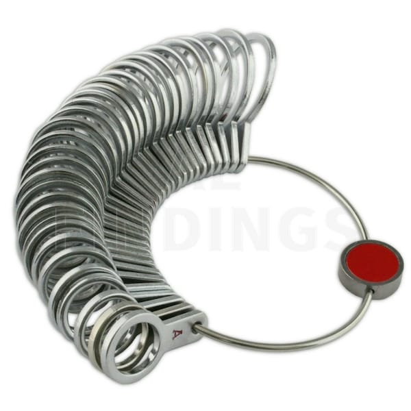 32 Piece  Silver A-Z+6 UK Finger Gauge Ring Sizer Jewellery Tool (120)