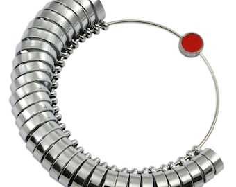 UK Ring Sizer A-Z+6, 6mm Wide Band, 32 Piece Set