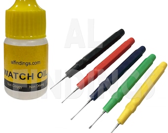 Quality Watch Oil & 5 Pins For Pocketwatch All Watches Cleaning Tool (28)