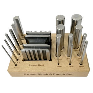 Swage Block & Punch Set 17pcs Steel Dapping Shaping Forming Craft 16 Punches